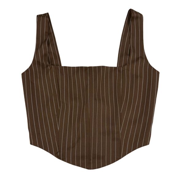 PEPPERMAYO Talula Pinstripe Bustier Sz 2 Chocolate White - Picture 4 of 8